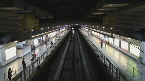 Subway train pulls in Stock Footage 11700770