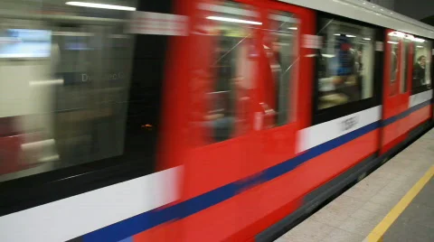 Subway train quickly passing by Stock Footage 742008