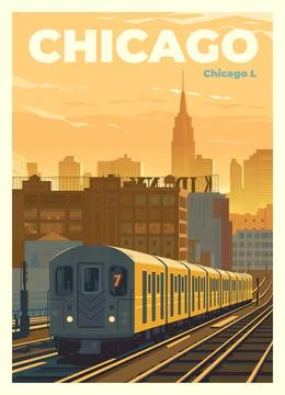 The subway train rides off into the distance Stock Illustration