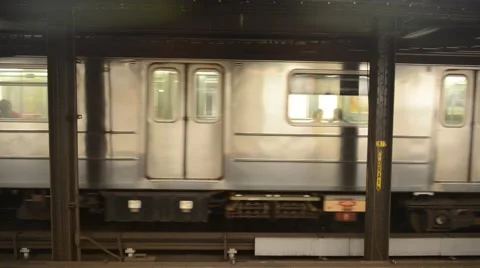 Subway Train Running in Manhattan New York Stock Footage 42100823