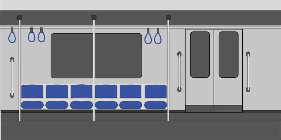 Subway train. Side view of a modern metro train with closed doors Illustrazione stock
