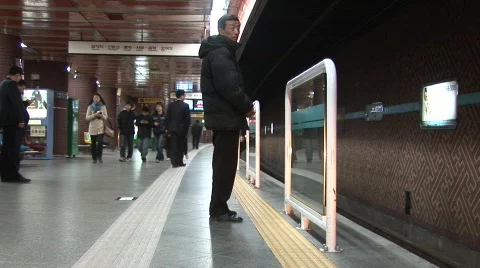 Subway train, South Korea Stock Footage