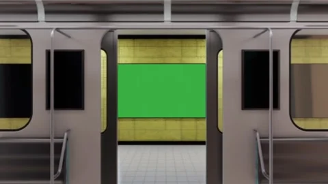 Subway Train Station Billboard Green Screen Video Overlay Stock Footage 344767106