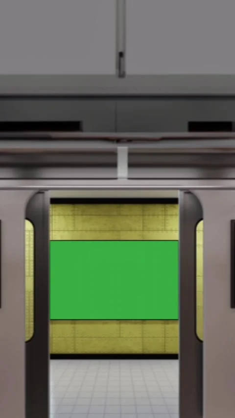 Subway Train Station Billboard Vertical Green Screen Video Overlay Stock Footage 344767080