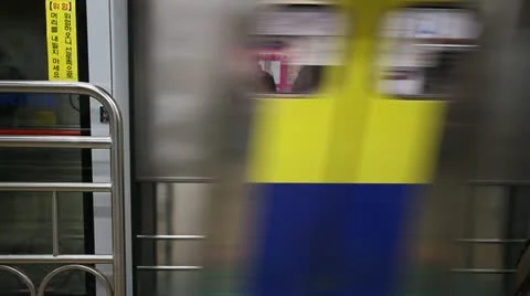 Subway train in station Stock Footage 12673194