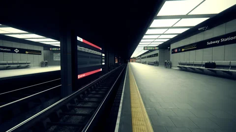Subway Train At Station. Metro Empty Underground Stock Footage 49996981