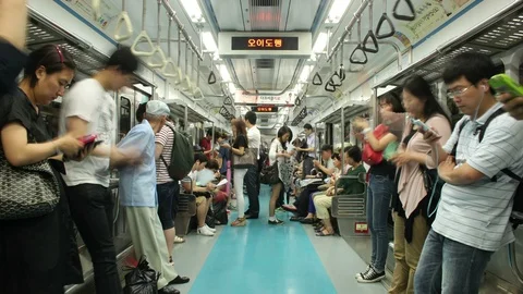 Subway Train Time Lapse - Seoul, South Korea - Commuters Vidéo 85626430