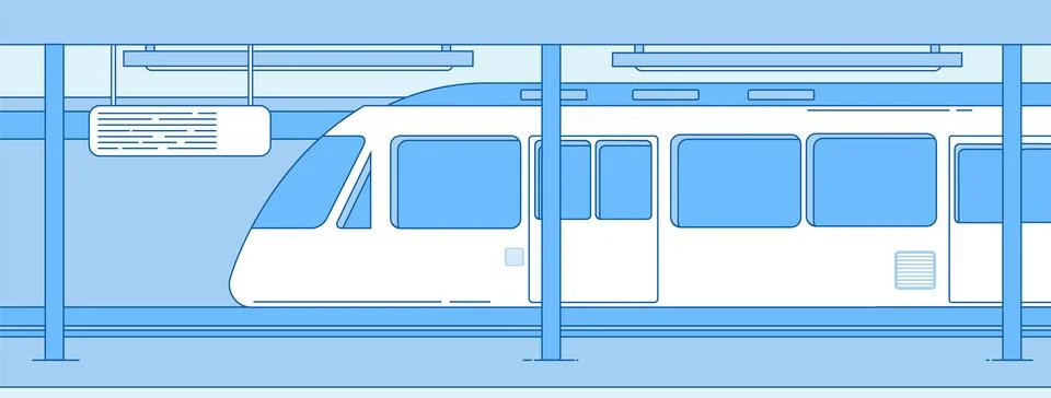 Subway train. Underground empty station with metro express train. Subway Stock Illustration