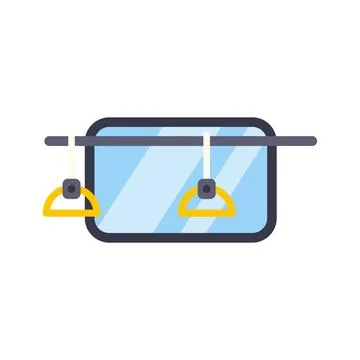 Subway train window with yellow grab handles Stock Illustration
