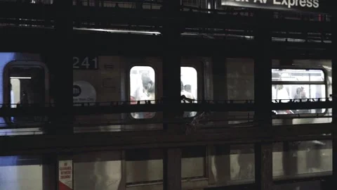 Subway Uptown 4 train slow motion Union Square Manhattan New York 4k Stock Footage 255754497