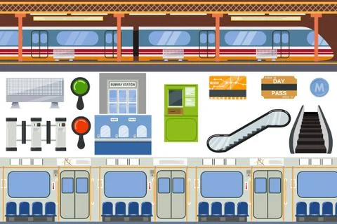 Subway vector metro or underground and urban public transport in tube Stock Illustration