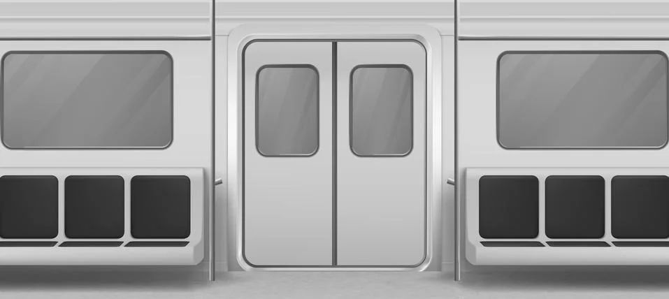Subway wagon interior inside view with door, seats Stock Illustration