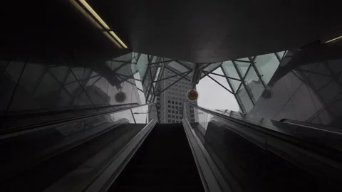 Subway's exit with escalator Stock Footage 147629104