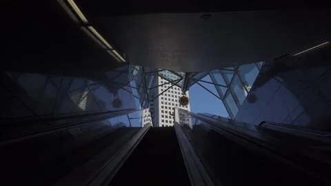 Subway's exit with escalator Stock Footage 147753243