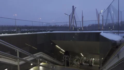 Subway's exit with escalator Stock Footage 148167883