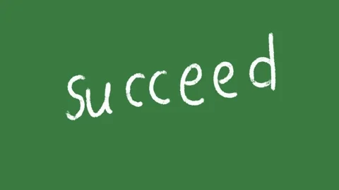 Succeed Word Hand-Drawn 2D Animation on Green Screen | Crayon Style Success  库存影片 333522811