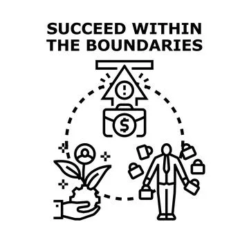 Succeeding within boundaries and limitations concept vector Illustrazione stock