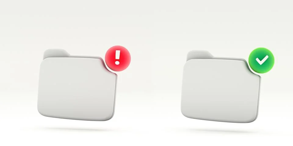 Succes and error Notification empty folder symbol. 3D rendering Stock Illustration