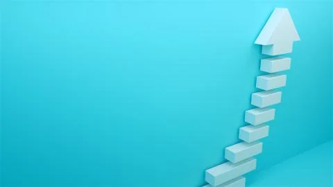 Succes arow with stairs, 3d render background, symbol of budiness development Stock Illustration