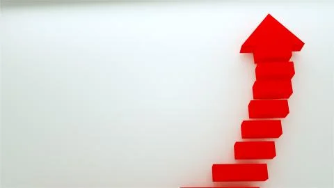 Succes arow with stairs, 3d render background, symbol of budiness development Stock Illustration
