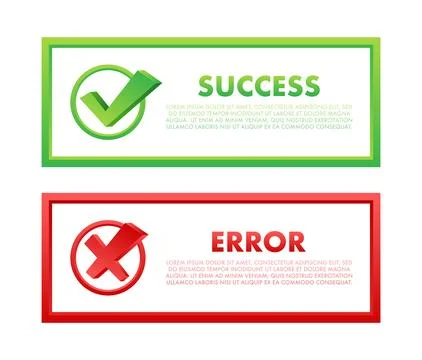 Success and Error message. Approved and Rejected UX web elements. Notification Stock Illustration