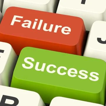 Success and failure computer keys showing succeeding or failing online 스톡 일러스트