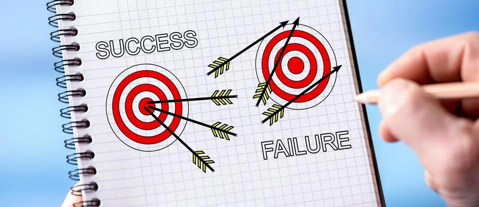Success and failure concept on a notepad Stock Photos