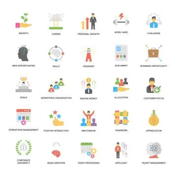 Success and Opportunities Flat Vector Icons Set Stock Illustration
