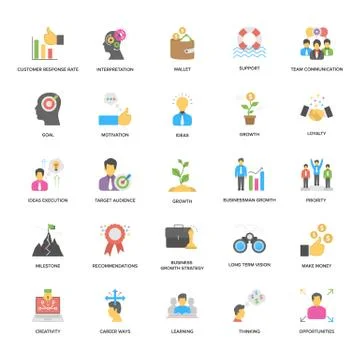 Success and Opportunities Flat Vector Icons Collection Illustrazione stock