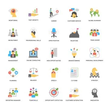 Success and Opportunities Flat Vector Icons Pack Illustrazione stock