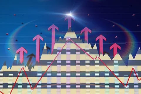 Success arrow and economic chart, career success and currency appreciation Stock Illustration