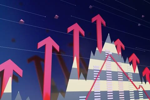 Success arrow and economic chart, career success and currency appreciation Stock Illustration