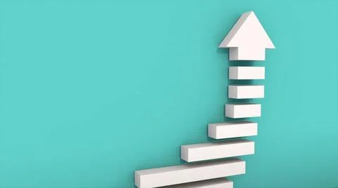 Success arrow with stairs, computer generated. 3d rendering of concept of ... Stock Photos