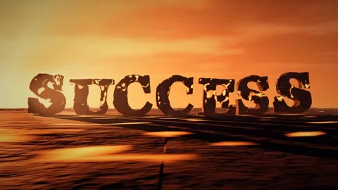 Success Basalt Letters with Molten Lava Glowing in the Cracks on a Volcanic Stock Footage 341803758