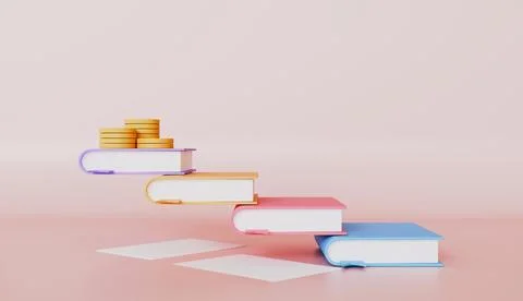 Success books lined up concept 3d illustration Stock Illustration