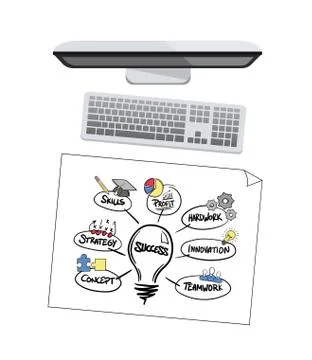 Success brainstorm vector by a computer Illustrazione stock