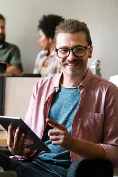 Success business man with tablet, analytics and developer for startup busin.. Stock Photos