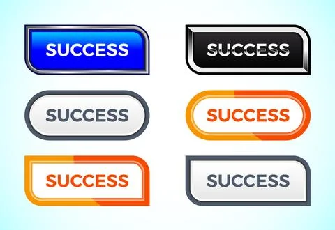 Success button set of different shapes and colors. Suitable for mobile app,.. イラスト素材