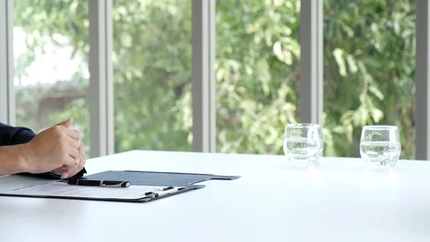 Success collaboration partners sign contract and shake hands after success busin Stock Footage 112863080