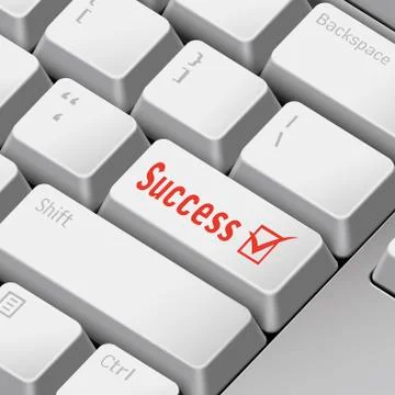Success concept with 3d computer keyboard Stock Illustration