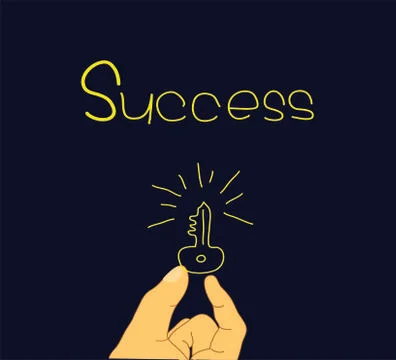 Success concept background hand key text decoration Stock Illustration