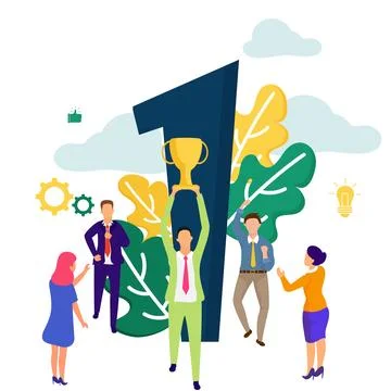 Success concept based modern flat design, business people appreciate the su.. Stock Illustration