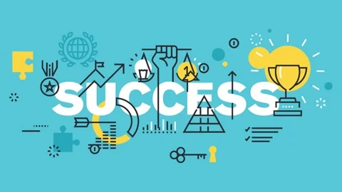 Success Concept Motion Graphics with Growth, Achievement, and Business Icons Stock Footage 340282578