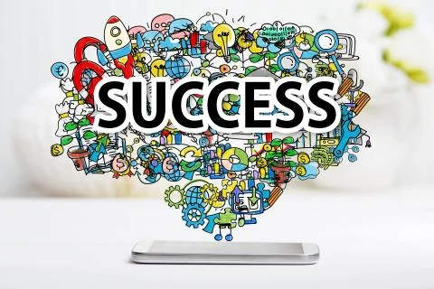 Success concept with smartphone Stock Photos