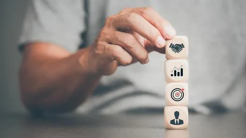 Success concept From teamwork,collaborating and supporting colleagues, brai.. Stock Photos