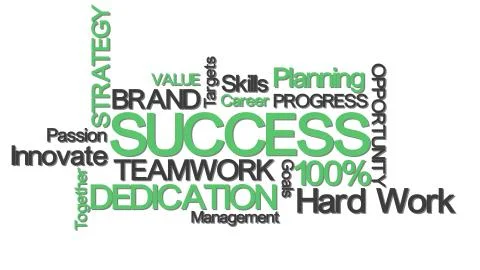 Success concept typography with relevant buzzwords green Illustrazione stock