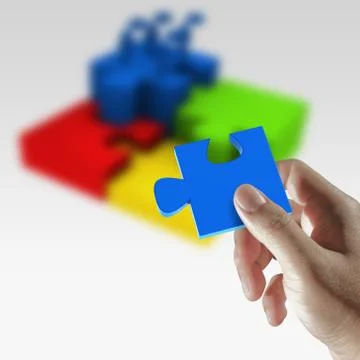 Success concept,puzzles in hand Illustrazione stock