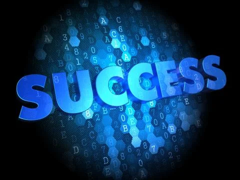 Success on Dark Digital Background. Stock Illustration