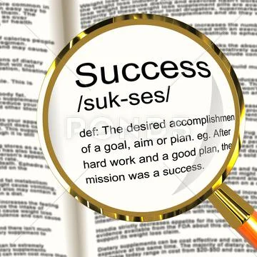 Success definition magnifier showing achievements or attainment of wealth Stock Illustration