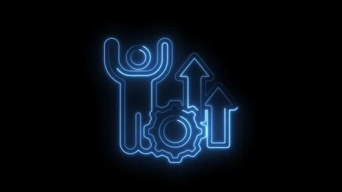 Success driven technology progress neon icon showing performance boost,grow.. 스톡 동영상 346000186